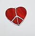 Red Heart Shaped Peace Sign Handmade Opaque Stained Glass Sun Catcher Ornament