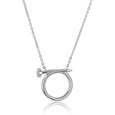 West Coast Jewelry | ELYA Polished Nail Stainless Steel Pendant Necklace Cover