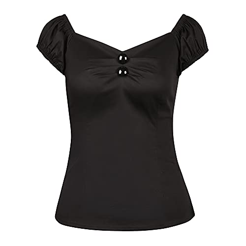 Image of YARN & INK Women's Rockabilly Tops 1950s Pinup Shirt Casual Off Shoulder Vintage Blouse