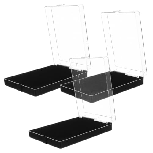 VICASKY 3 Stück Anstecknadel Etui aus Schwarzem Kunststoff mit Transparentem Deckel Kompakte Abzeichen Sammelbox 90X120X25mm Vertikale Medaillen und Schmuck Aufbewahrung für Sammler und