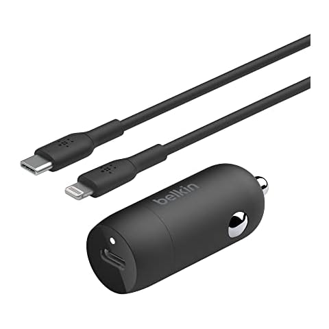 Cargador rápido para coche Belkin Boost↑Charge™ con USB-C Power Delivery y cable USB-C a Lightning Cover