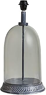 MiniSun Large Vintage Distressed Grey & Clear Glass Dome Table Lamp with a Black Cylinder Shade - Complete with 6w LED GLS Light Bulbs [3000K Warm White]