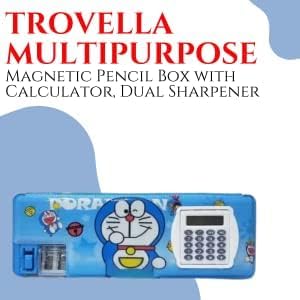 Image of Pack of 1 Multipurpose Magnetic Pencil Box with Calculator, Dual Sharpener for Girls & Boys for School, Big Size Cartoon Printed Pencil .(Any one Design Will be Sent)