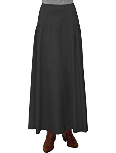 BABY O Women's Modest Bottom Long A-line Maxi Ankle Length Cotton Skirt (Black - X-Small)