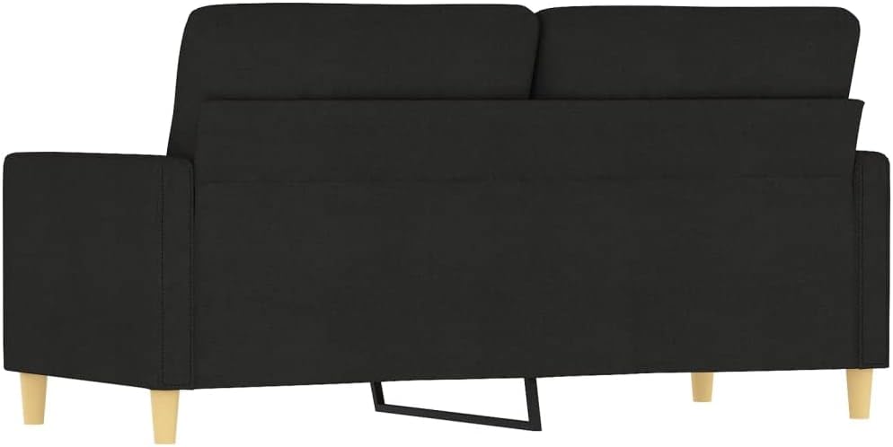 2-Seater Sofa Black Polyester Living Room Furniture