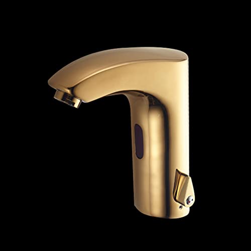 Robinet à capteur pour lavabo doré avec mitigeur automatique chaud et froid