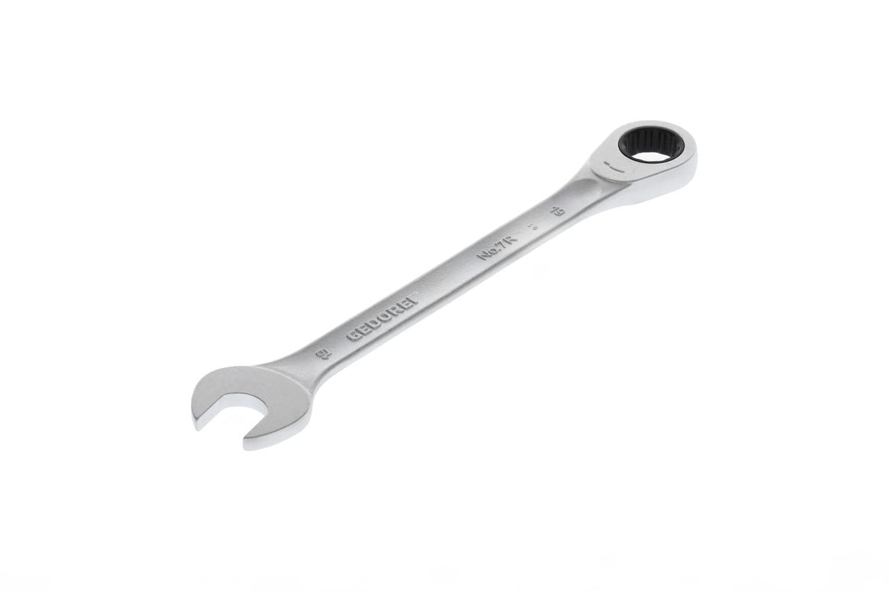 Gedore Silver Open-Ended Spanner With Ring Ratchet, Af 19 Mm, Flat, Bi-Hex, Ud Profile, Spanner, 7 R 19