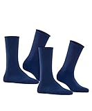 FALKE Damen Socken Happy 2-Pack W SO Baumwolle einfarbig 2 Paar, Blau (Royal Blue 6000), 35-38