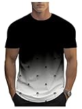 SOLY HUX Men's T Shirt Graphic Ombre Shirt Top Crew Neck Short Sleeve Tropical Print Casual Tees Black and White Large