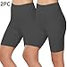 Womens High Waisted Shorts 2 Pack Seamless Tummy Control Anti Chafing Thigh Slimmer Underwear Pants for Ladies Dark Gray