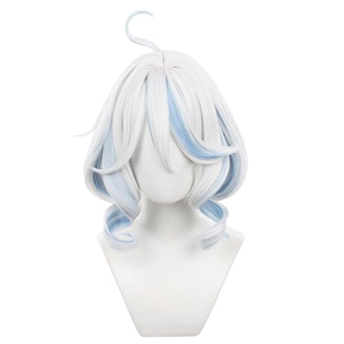 Blue Highlight Wig, Short Wavy Synthetic Hair for Women Roleplay Halloween Party