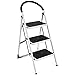 GIANTEX Escabeau Pliable à 2/3/4 Marches Antidérapant, Marchepied Pliant Portable, Echelle Domestique Pliable en Metal avec Barre de Sécurité, Charge 150 kg (3 Marches -1)