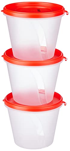 Amazon Brand - Solimo Nestable & Stackable Polypropylene Container Set, Round, 1000 ml, Set of 3, Red (B0BXWL5C6M) Amazon Price History, Amazon Price Tracker