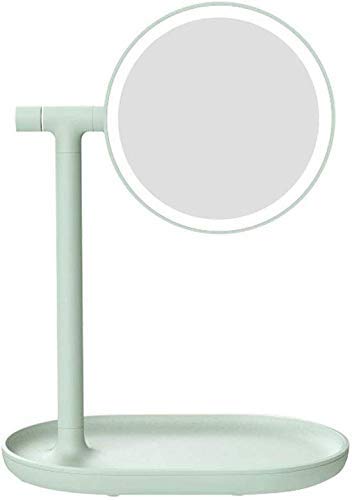 Preisvergleich Produktbild Kosmetikspiegel Haushaltsgegenstände Schminkspiegel, Smart LED Lade Fülllicht Flipping HD Desktop-Beidseitige Make-up Spiegel (Color : Green)