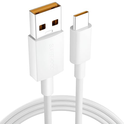 Image of ZYBUX Realme Original 65W Supervooc Usb Type C Charging Data Cable For 12 Pro Plus /11 Pro /11 /10 /9 /9I /Narzo 60 Pro /60 /50 /50 Pro /30 Support 67W Superdart&33W Dart Also Quick Mobile Charge,White,3ft