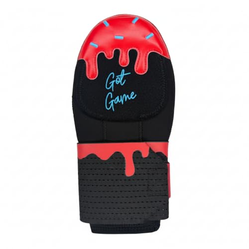 Got Game Baseball Sliding Mitt - Youth and Adult Sizes - Drippy Drip Accessory Gingerbread Man, Ice Cream, Alien, Ninja, Pencil, Cowboy (Black w/Red Ice Cream, Adult)