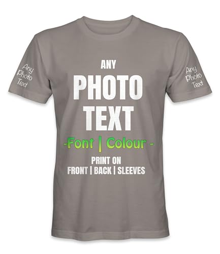 T-shirt unisex a maniche corte personalizzate Premium – il tuo design e testo – S|M|L|XL|XXL|3XL, Grigio fumo., M