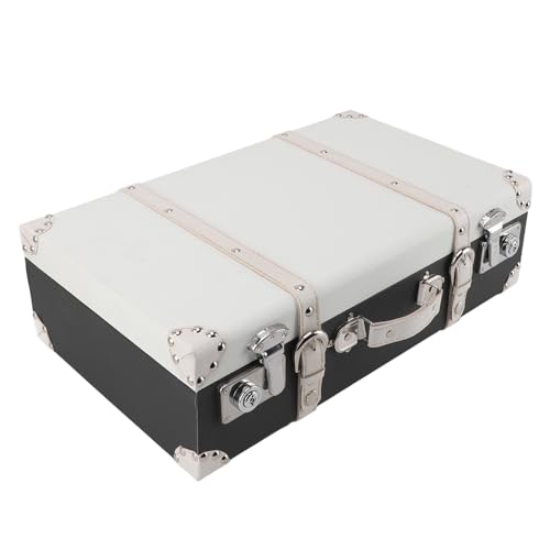 ZJchao Maleta retro vintage con gran capacidad, asa ligera y diseño único, grandes amigos y familiares, caja decorativa de piel sintética pequeña europea con y negro ZJchao Maleta retro vintage con gran capacidad, asa ligera y diseño único, grandes amigos y familiares, caja decorativa de piel sintética pequeña europea con y negro