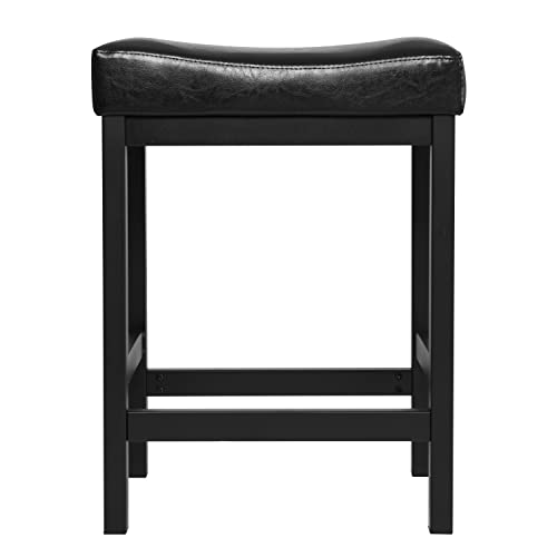 Finnhomy Counter Height Bar Stools Set Of 2, 24 Inch Kitchen Stools With Soft Cushion, Steel Frame Barstools For Kitchen Island, Dining Room, Support 300Lbs, Black #TOP5