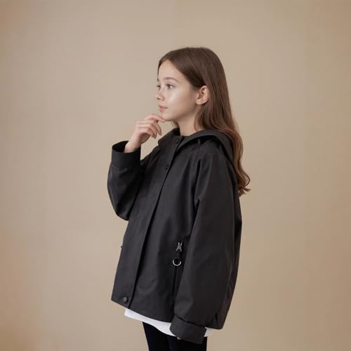 Kids Girls Hoodie Windbreaker Jacket Windproof Long Sleeve Zipper Coat Stylish Rainproof Outwear For Toddler Girls3