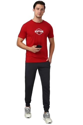 Image of Van Heusen Men Cotton Regular Fit Athleisure Graphic T-Shirt - Round Neck, Short Sleeve, Minimal Print