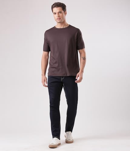 Image of TURMS Men's Cool Tech Jeans All Degree Anti Odor UV Protectant Travel Edition Mid Rise Denim Pants | Stretchable Comfort Cotton Rich