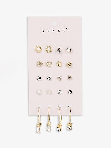 STAR MOON RHINE STONE STUD PACk Set of 10