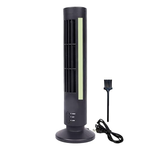 LSRXCBRTY Ventilador de torre compacto para dormitorio, refrigeración sin aspas ABS con modos de viento duales, alimentado por USB y ahorro de espacio (uso doméstico/dormitorio) (negro)