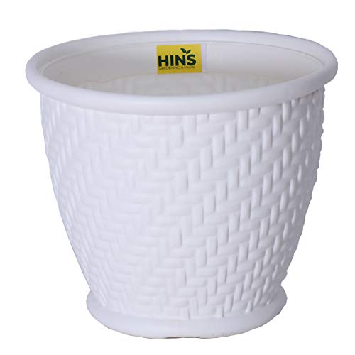 HINS 12 Inch Candy Pot Set of 10 For Indoor And Outdoor Gardening (White, 10) Gamla For Garden 12 Inch I 12 Inch Pots For Plants I Pots For Plants I Succulent Pot Empty I Plastic Tub For Gardening I Flower Pots For Garden Big Size 12 I Falawar Pot For Garden I Fiber Gamla I Plastic Pot I 12 Inch Pot I Flowwr Pot I Flowee Pots