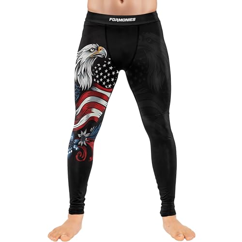 FORMONIES Men’s Patriot Compression Spats – MMA Grappling Leggings for BJJ Wrestling Gym Workout Jiu Jitsu Training Tights4