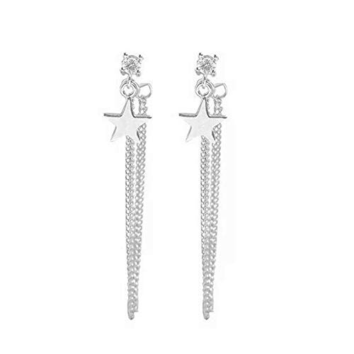 Star Earrings with Chain Dangle Earrings 925 Sterling Silver Stud Earrings for Women