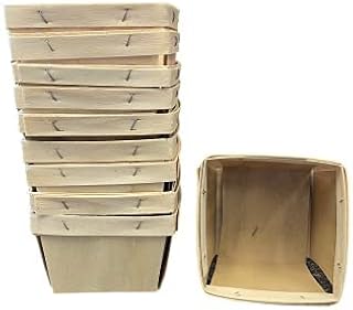 Wooden Quart Berry Gift Box Baskets for Fruit or Arts, Crafts and Home Decor Square Vented (12)