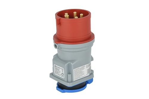 Electraline 80802 CEE adapter IP44 / Industrieadapter (Stecker: CEE 5-poligen, Steckdose: Schuko 16A mit Kappe)