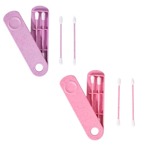 Coyun 4 Piezas Bastoncillos Oidos Cotton Swab Reutilizable Espiral De Doble Extremo Bastoncillos Reutilizables Con 2 Soportes Viaje Verde Y Azul Para La Limpieza Del Oído Maquillaje, Ect