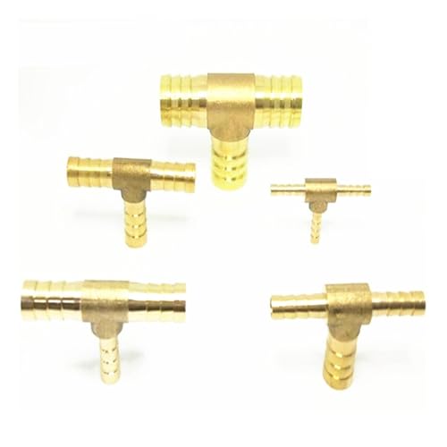 Ziluao Qinlu-Brass Connector Hose Fitting 4 6 8 10 12 16mm Brass Splicer Pipe Fitting T Shape 3 Way Hose Barb Copper Barbed Connector Joint Coupler Adapter, Corrosion Resistance(16mm 12mm 16mm)