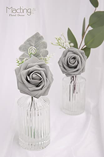 Macting Artificial Flowers, 30Pcs Real Touch Fake Roses Flowers For Wedding Diy Bouquets Party Baby Shower Home Decoration (Gray) #TOP3