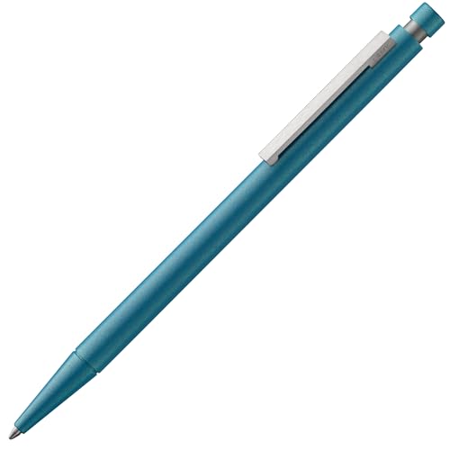 Lamy cp1 aquamarine Kugelschreiber – minimalistischer Kuli in elegantem Gehäuse aus Ganzmetall – mit abgefedertem Edelstahl-Clip – inkl. Großraummine M 16 in Stichbreite M in schwarz