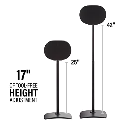 Sanus Height Adjustable Speaker Stand for Sonos Era 300™ - 17\" Height Adjustment Sonos Stand Includes Carpet Spikes & Rubber Pads - Easy DIY Install Comes w/All Hardware - Black Single - Thumbnail 6