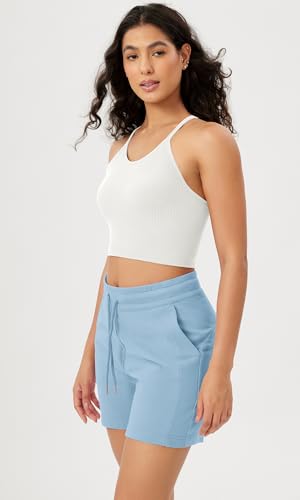 ODODOS Women's Crop Seamless Rib-Knit Camisole Strappy Racerback Cropped Tank Tops4