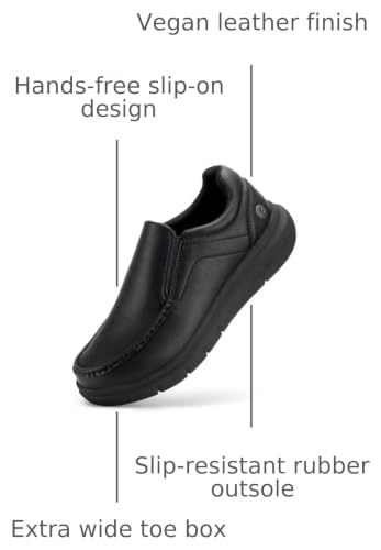 Image of FitVille Wide Slip on Shoes for Men Black Dress Shoes Leather Loafers Business Casual Shoes, Comfortable Simple Shoes - EasyWalk V1