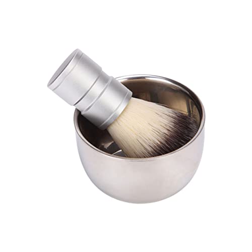Baluue Professional Beard Shaving Tool Set Shaving Cream Bowl Non-slip Handle and Stainless Steel Bowl for Home