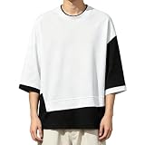 [KOTRBOY] Tシャツ メンズ 半袖 夏服 重ね着風 レイヤード カットソー ゆったり 大きいサイズ ビッグシルエット クルーネック 柔らかい 肌触り 吸汗速乾 通気性 おしゃれ カジュアル ストリート white-M