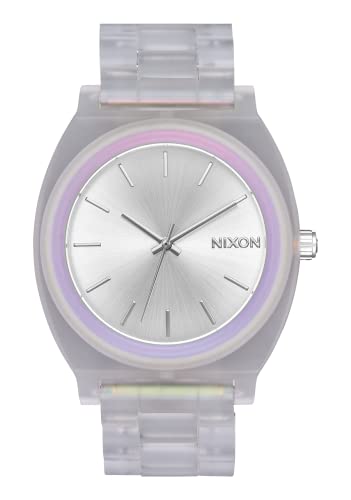 NIXON Time Teller Acetate A327 - Clear/Silver Sunray/Rainbow - 100 Meter / 10 ATM Water Resistant Women's Analog Fashion Watch (