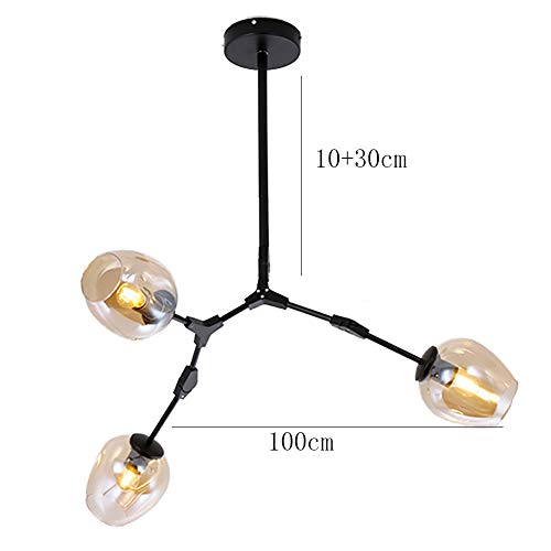 Candelabro Sputnik de 3 luces en hierro ámbar para techo de cocina 5