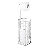 Diseño independiente: este soporte de papel higiénico de pie y dispensador de pie libre es fácil de mover en cualquier lugar del baño; para baños sin accesorios de montaje en pared; Ideal para baños de invitados medias baños, polvos y espacios más pequeños donde el almacenamiento es limitado; Uso en casas, apartamentos, condominios, vehículos recreativos, campistas y cabañas para crear un espacio de almacenamiento instantáneo.
