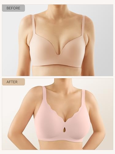 Image of LUCKMEEY Bras for Women No Underwire Wave Push Up Wireless Bra Seamless Bras Full Coverage Bralettes Lift Everyday Bras