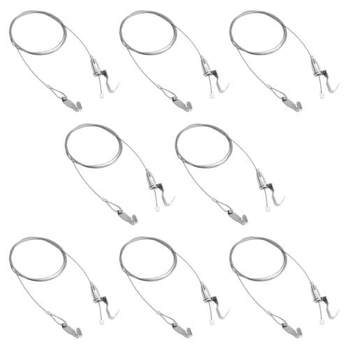 UFURMATE Photo Kit de fil suspendu avec crochets 8Pcs réglable en acier inoxydable cintre câble métallique Heavy Duty Professional Art Picture Display Kit(1.5M, petit crochet)
