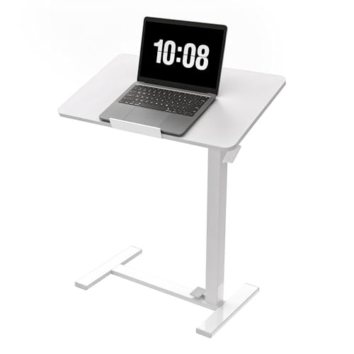 DUMOS Adjustable Overbed Bedside Table Hidden Wheels,