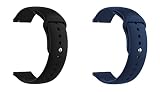 ONE ECHELON Quick Release Watch Band Compatible With Montblanc Summit 3 Silicone Watch Strap with Button Lock, Pack of 2 (Black and Blue)