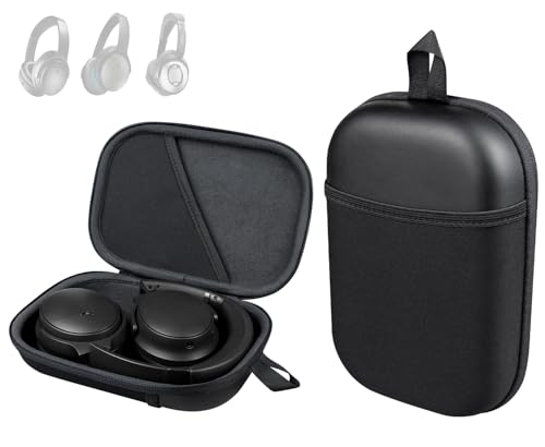 SOULWIT Headphone Carry Case for Bose QC35/QC45/QC Ultra/QC25/QC SE/Quiet Comfort Hard EVA Replacement Case Travel Storage Bag with Carabiner - Black